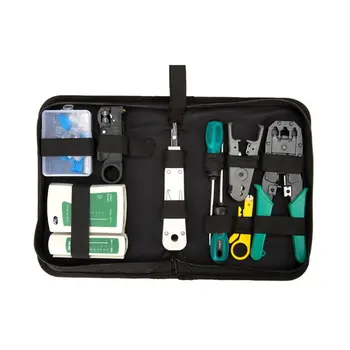

Computer Network Repair Tool Kit LAN Cable Tester Wire Cutter Screwdriver Pliers Crimping Maintenance Tool Set Bag