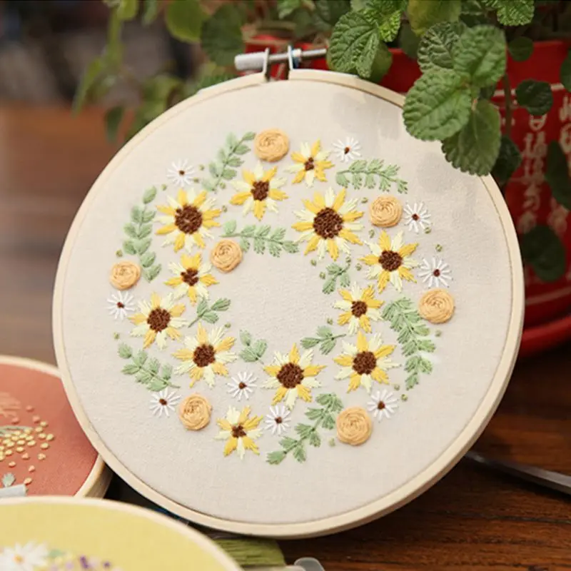 DIY Embroidery Ribbon Set European-style Plant Flowers 3D Embroidery Sewing Kit Cross-stitch Crafts Hand-stitched Decoration