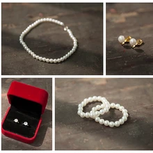 Новорожденные дети в возрасте от одного месяца фотографируют ожерелье с имитацией жемчуга ручной шнурок бриллиантовое кольцо крючком часы уха ювелирные изделия реквизит