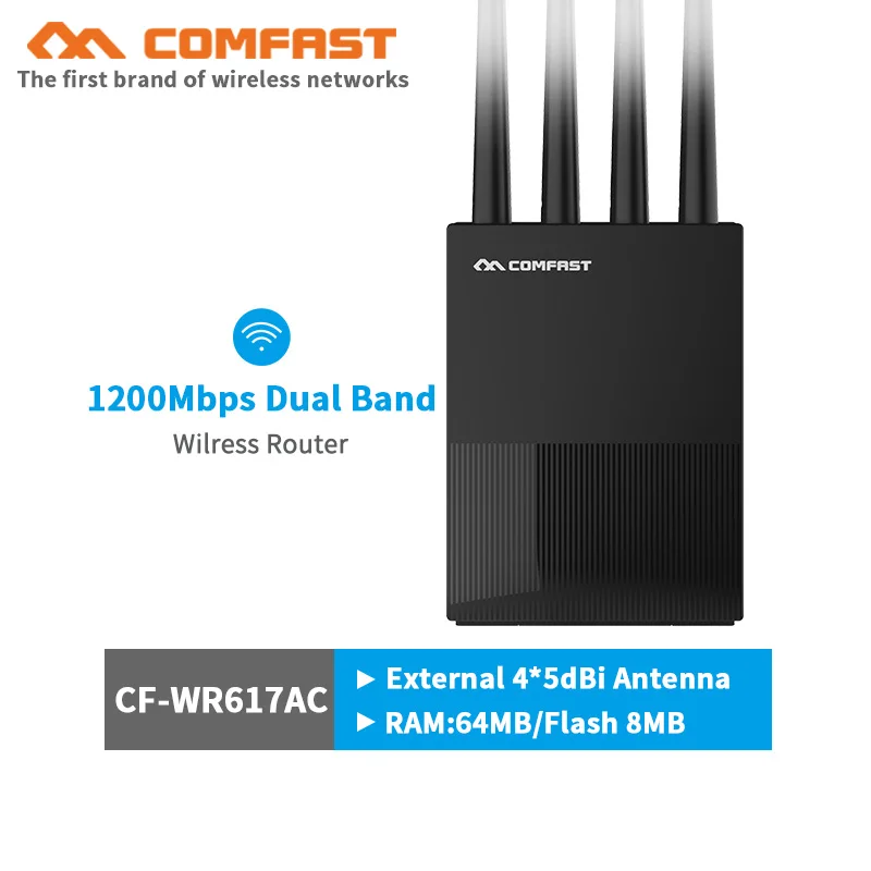 802.11ac 5Ghz Gigabit Dual-Band AC1200 Wireless Router Wifi Repeater with 4*5dBi High Gain Antennas Wider Coverage Easy setup | Компьютеры