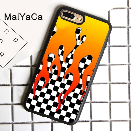 MaiYaCa клетчатая шахматная доска пламя чехол для телефона для iphone 11 Pro MAX X XR XS MAX 6 6S 7 8 Plus 5 5S ТПУ задняя крышка Fundas - Цвет: 7002