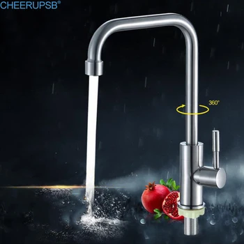 

Sink Faucet Kitchen Single Cold Faucets Stainless Steel Deck Mount Rotatable Tap Single Handle Filtered Taps Torneira Da Cozinha