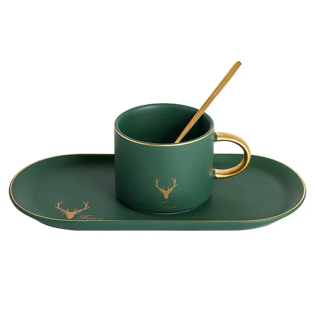 buy High Grade Gilt Geometric Pattern Coffee Cup Saucer Set Lover #039;S Gift Morning Mug Milk Coffee Tea With Spoon
