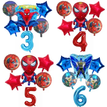 

6pcs/lot Spiderman Foil Balloon Number Spiderman Party Inflatable Helium Balloons Birthday Party Decoration kids ballon globos