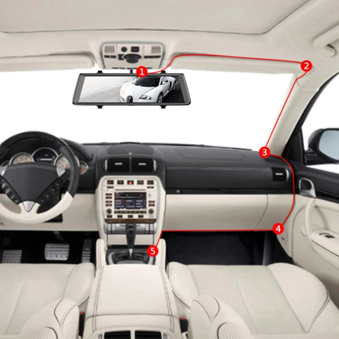 10in 1080P Dash Cam поток медиа автомобильная видеокамера DVR вождения рекордер зеркало заднего вида FKU66