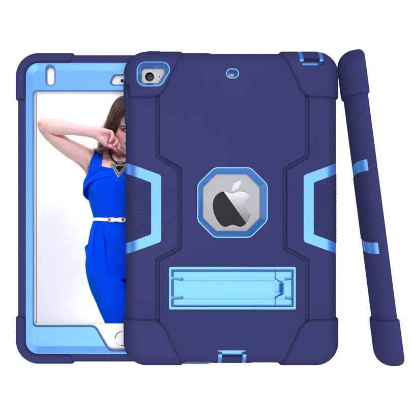 Blue Navy Бронированный чехол для iPad 10,2 дюймов iPad7 сверхпрочный Силиконовый ТПУ+ PC жесткий противоударный чехол с подставкой+ защита для экрана IP71 - Цвет: Blue Navy