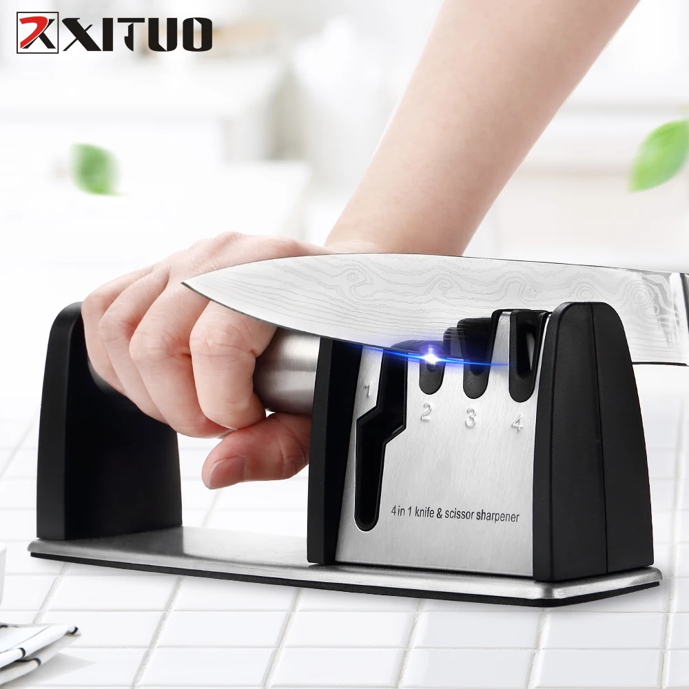 Professional Knife Sharpener 4 Stages Kitchen Sharpening Stone Grinder scissors knives Whetstone Diamond Ceramic Sharpener Tool|Sharpeners| - AliExpress