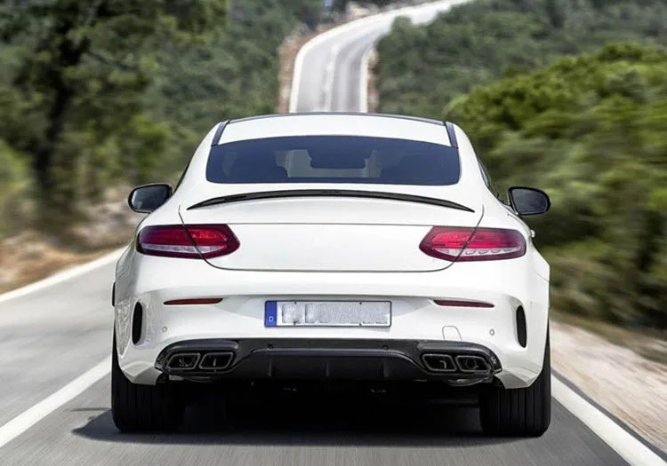4 выхода PP задний диффузор с выхлопными наконечниками для Benz C205 Coupe 2DR C200 C220 C300 C43 с Amg посылка