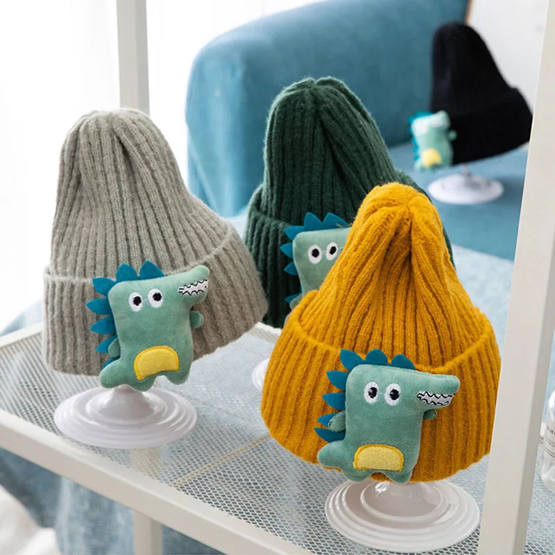 Cut Rate Baby Hat Cap Bonnet Beanie Knitted Dinosaur Winter Cartoon Warm Elastic DolGYm8oARV