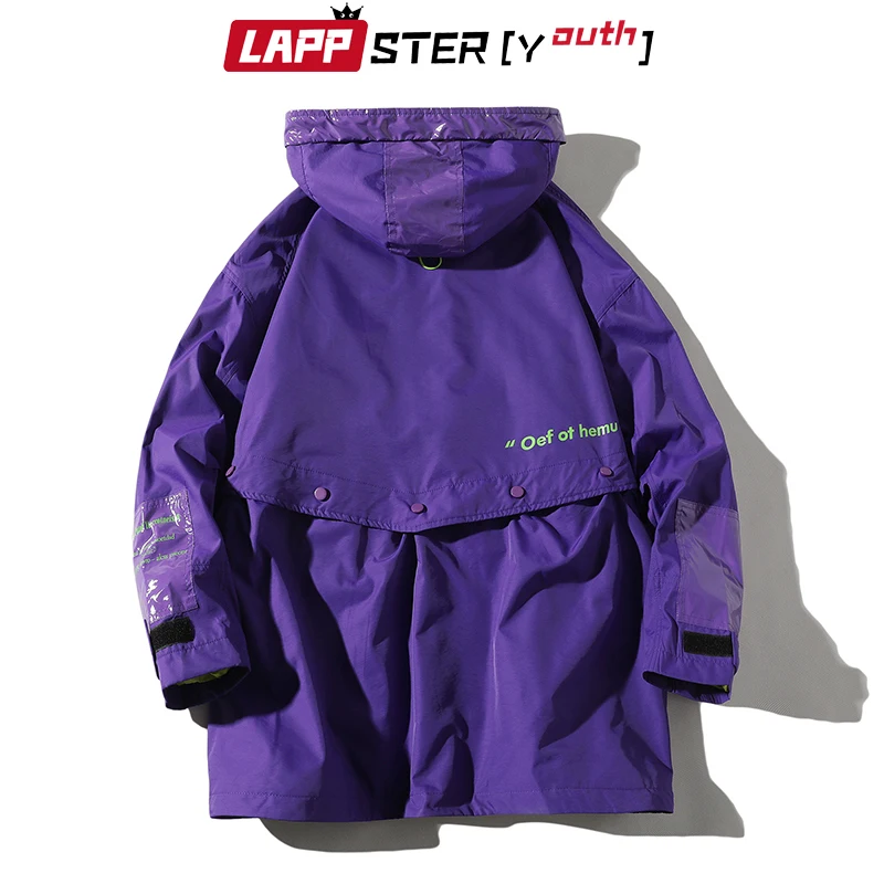 LAPPSTER уличная тренчкот Мужская Осенняя ветровка мужские куртки с капюшоном Harajuku винтажная Лоскутная ветровка