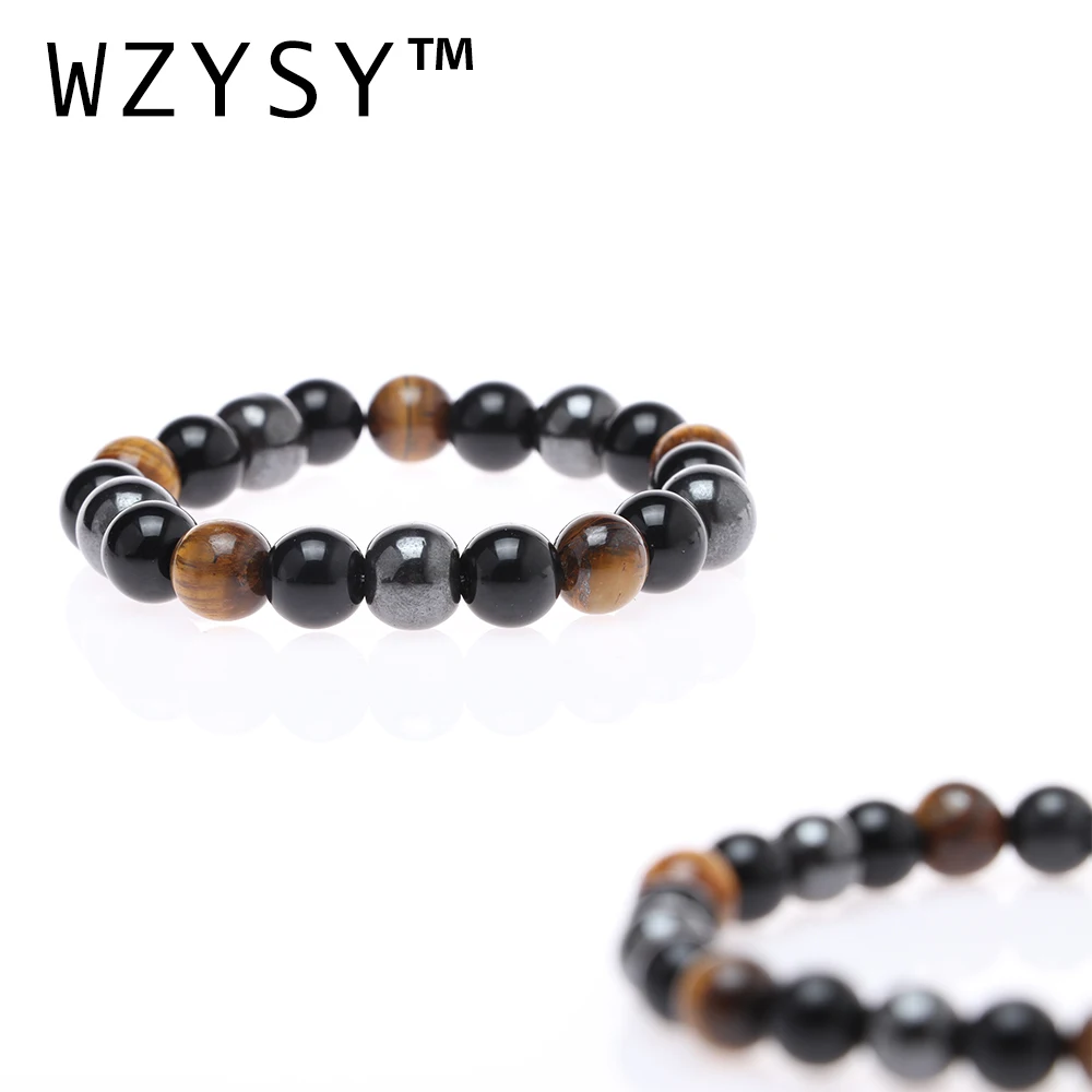 Tiger Eye Black Obsidian Hematite Beads Bracelets Natural Stone Bangle for men 8mm 10mm women Healthy jewelry Pulsera Hombre