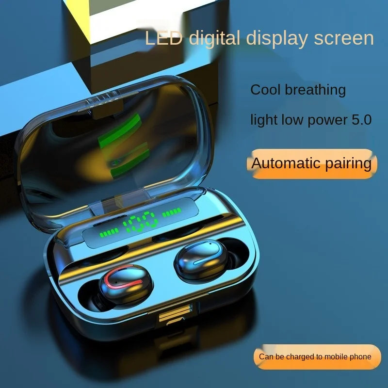 Free shipping Digital Display wireless TWS in ear 5 0 Bluetooth headset Portable charging box HD call Double noise reduction