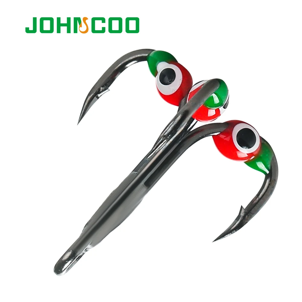 JOHNCOO 5 шт. зимний лед приманка на рыболовный крючок 6 #8 #10 # Тройной Крючок из