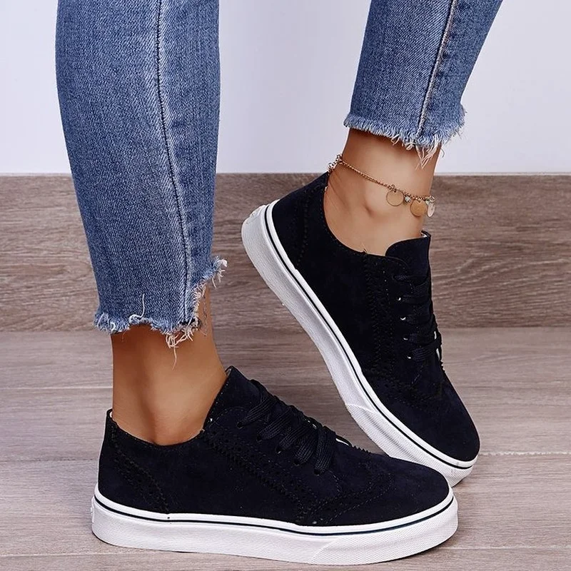 Spring/Autumn 2021 New Flats Shoes for Women Sneakers Fashion Low Cut Lace-up Casual Platform Shoes Woman Plus Size 43 Sneakers