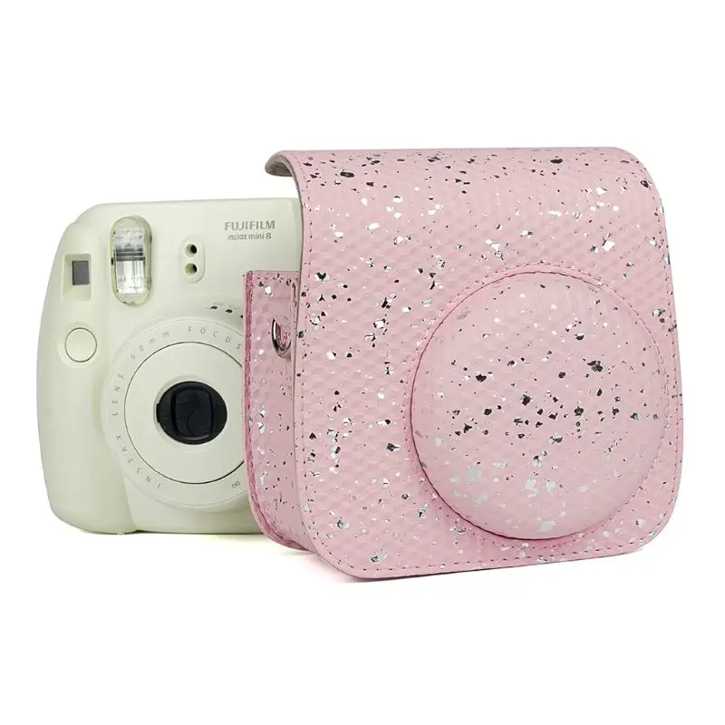 Сумка из искусственной кожи с розовыми блестками для камеры, чехол для Fujifilm Mini8/8+/9