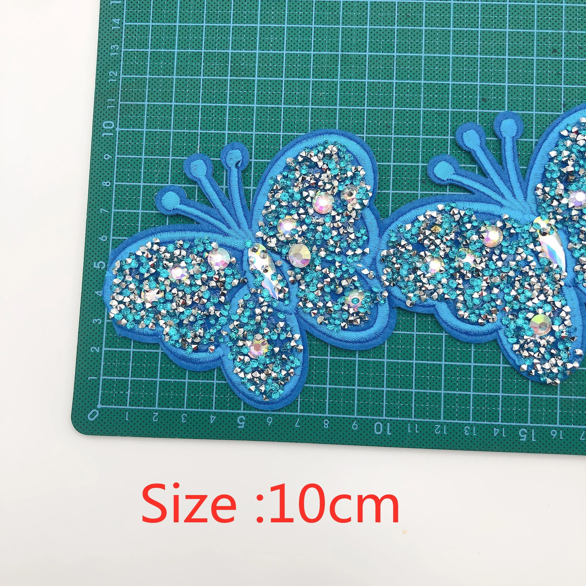 9 шт. золотистые красные Синие стразы с вышивкой в виде бабочки аппликацией из