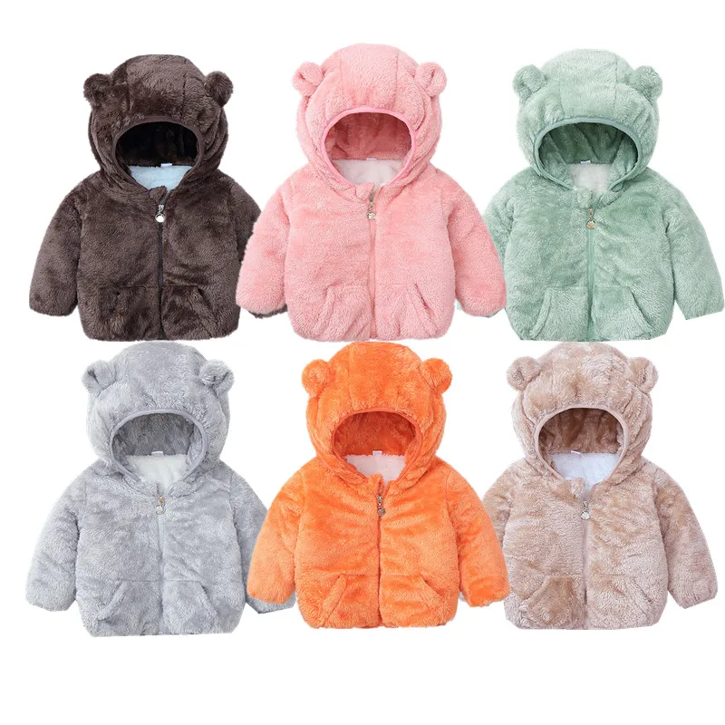 

Thicken Plush Baby Girls Jackets Autumn Winter Hooded Jacket For Girls Winter Coat Kids Clothes Children Warm Outerwear Coats