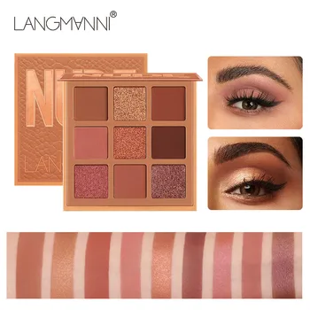 

9 Colors Nude Eyeshadow Powder Makeup Palette Matte Shimmer Eye Pigmented Powder Make Up New Warm Earth Color Eyeshadow