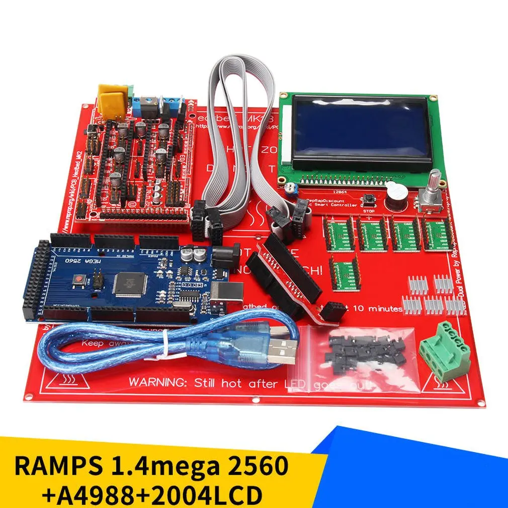 

3D Printer Kit 3D Printer Motherboard Set with RAMPS 1.4 + Mega 2560 + 5pcs A4988 Module + 12864LCD Control Panel