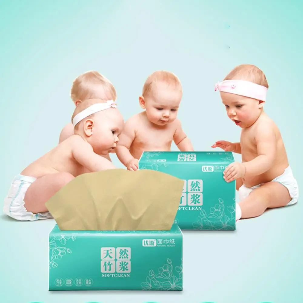 

4 Layers Tissue Paper Natural Bamboo Pulp Papers Soft Kleenex for Mother Babies Car Desktop Super Toughness Paper Interior Goods