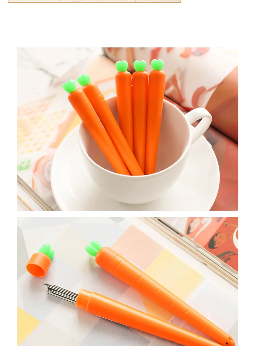 0,5 мм/0,7 мм милая форма моркови Замена карандаш заправляемая ручка для студентов канцелярские принадлежности Смола механические стержни для механических карандашей школьные принадлежности