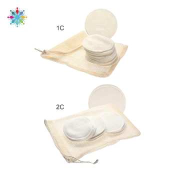 

12 pcs/ set Organic Bamboo Reusable Remover Pads With Laundry Bag For Eye/ Face Makeup Remover Wipe Facial Wash Wipes