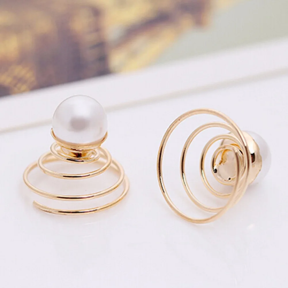 Gold Wedding Bridal Pearl Hair Twists Swirls HairPins Spirals Flower Hairwear Jewelry For Women Hair Accessories New 2Pcs