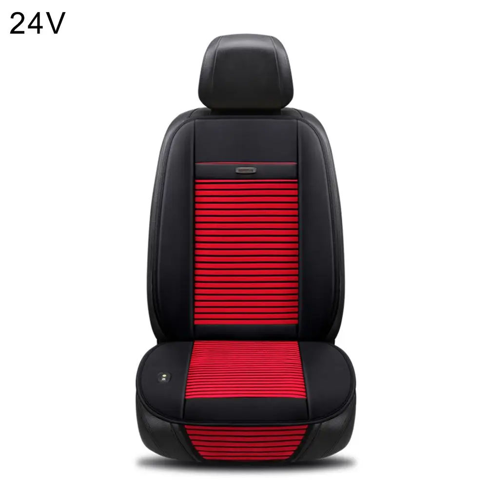 Red 24V Летний вентилятор, Крутое сиденье, подушка, 3 вентилятора, одиночная холодная подушка, 12 В/24 В, охлаждающая подставка для автомобильных подушек, охлаждающая вентилируемая подушка сиденья - Название цвета: Red 24V