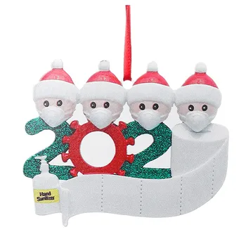 

80#Iron Art Personalized Survived Family Of Ornament 2020 Christmas Holiday Decor Hand-washed Christmas Tree Hanging Pendant 921