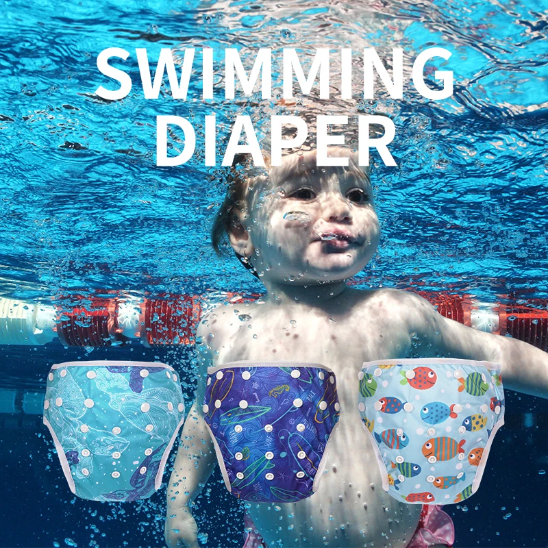 Swim Diaper 1PC Baby Reusable Swimming Diapers Boys or Girls Cartoon Swimwear Children Adjustable Summer Swimming Nappy Pants