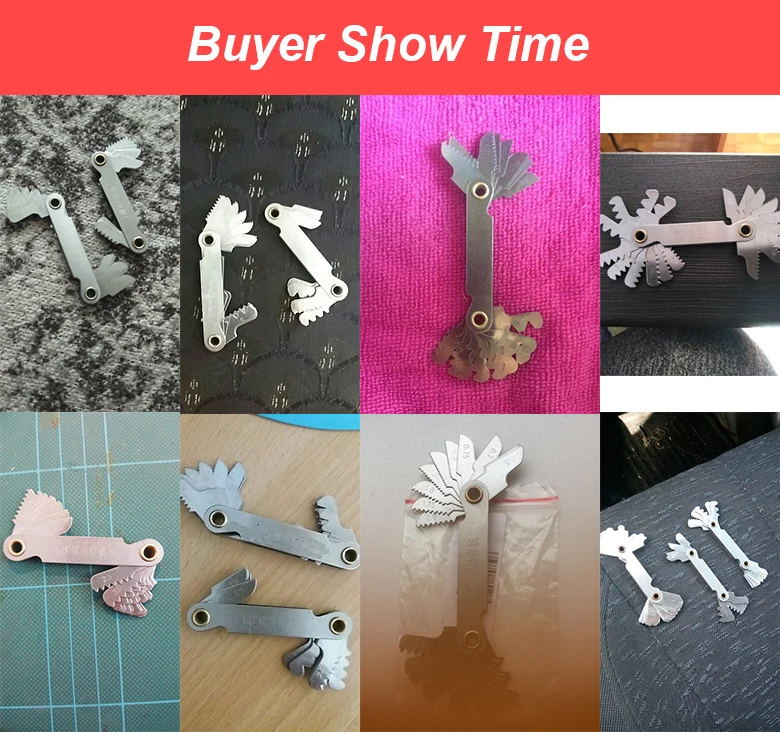 Screw Pitch Gauges 55/60 Degree Metric Inch Thread Plug Gauge Gear Tooth Measuring Carbon Steel Center Measurement 20 Blades