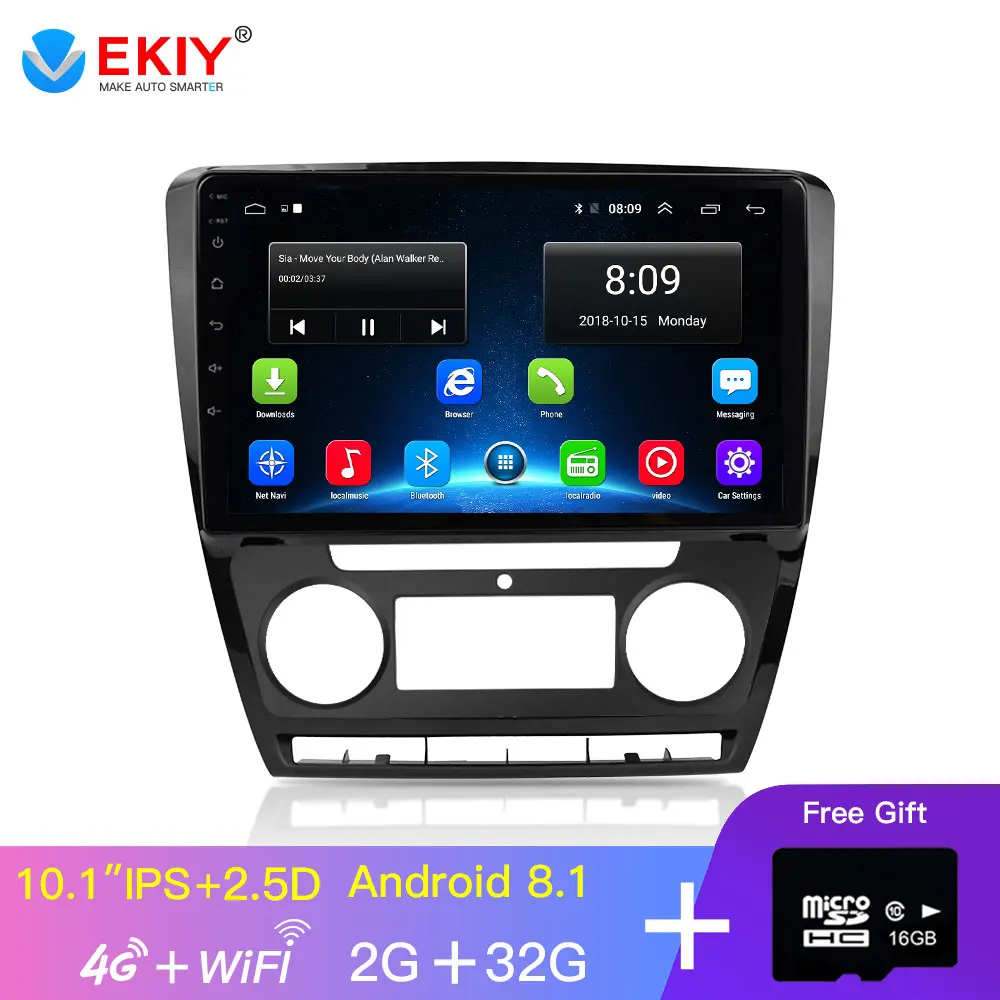 EKIY 10," ips Android автомобильный Радио мультимедийный плеер для SKODA Octavia 2 2011-2013 A5 автомобильный Dvd Навигатор Радио Видео Аудио плеер
