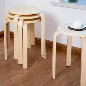 

Wooden Stool, Round Stool, Dining Bench, Fashion Creative Wooden Stool, Small Stool, Family Stool, Round Stool, Bench