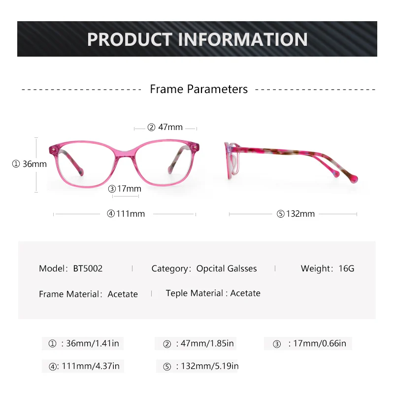 ZENOTTIC Acetate Anti Blue Light Glasses Frame Children Optical Myopia Eyeglasses Frames For Girls Kids Boy Cute Eyewear Frame