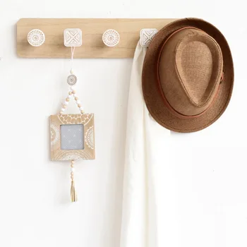 

Nordic Wood Wall-Mounted Decorative Hat Hanger Hook Key Holder Coat Rack For The Entryway Bathroom Bedroom Livingroom S/M/L