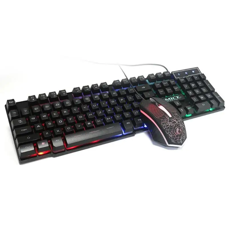 PC Gamer Проводная клавиатура и мышь Классическая нежная USB игровая Проводная RGB подсветка 1000 dpi 3 кнопки мышь 104 клавишная клавиатура комбо