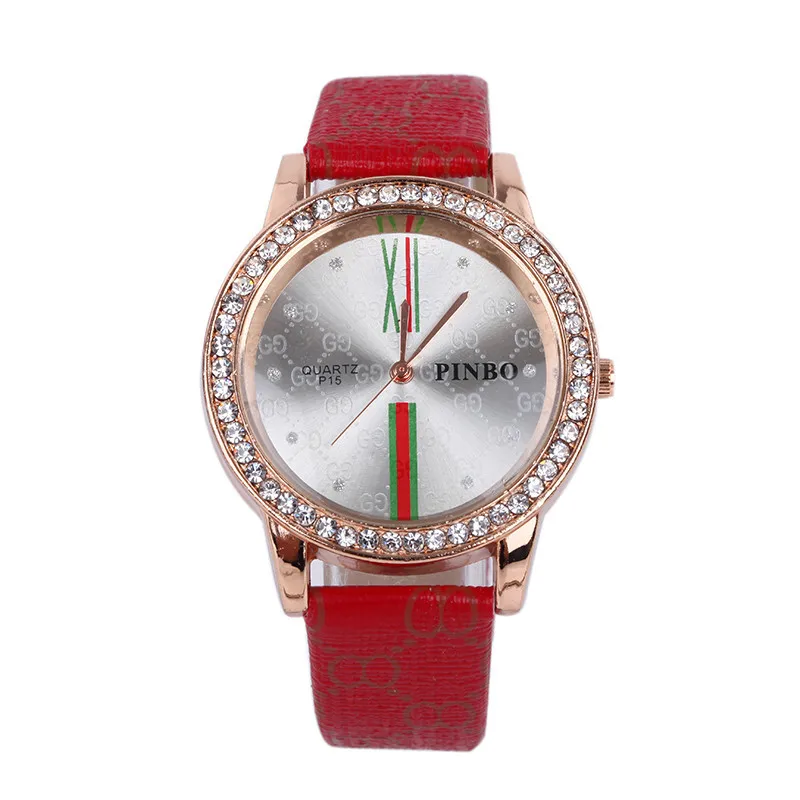 

Hot Selling Pattern Leather Belt Quartz Watch Diamond Set Striped Quartz Watch Unisex Fashion Watch