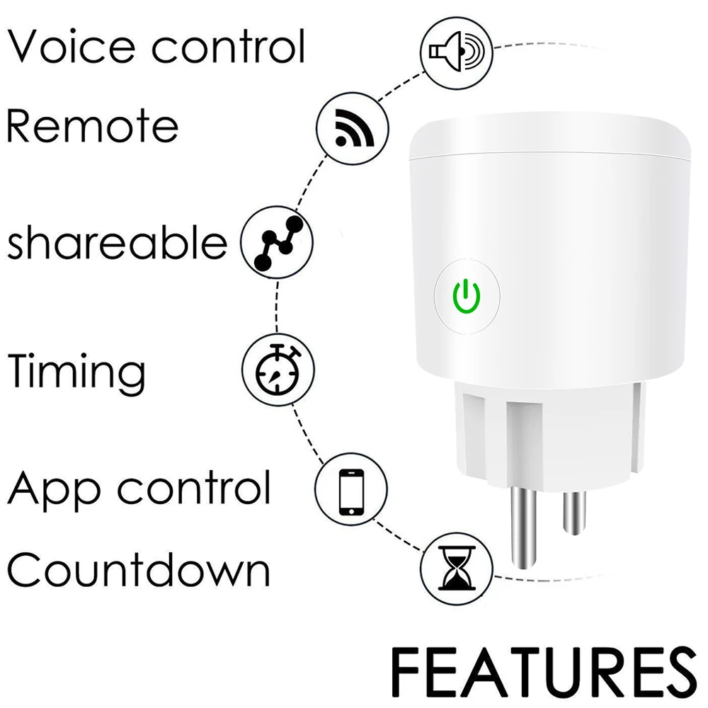 10A/16A EU wifi Smart Plug with Power Monitor wifi wireless Smart Socket Outlet with Google Home Al - 4000037102284