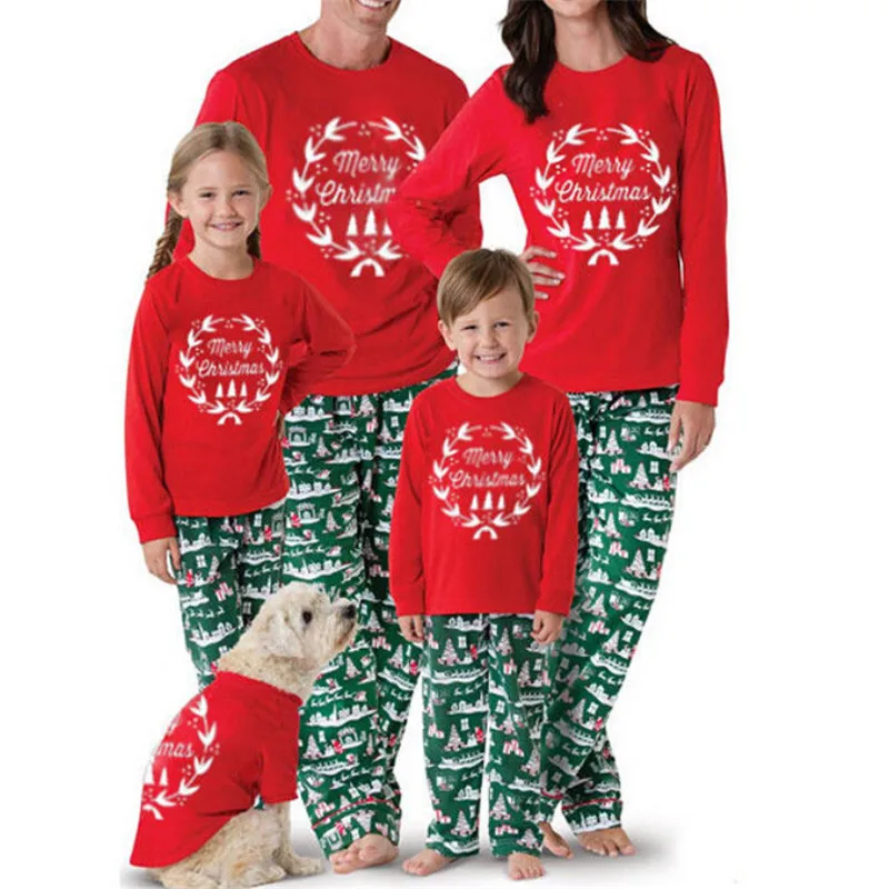 Long Pants for Mom Dad Kids Baby Winkinlin Family Matching Pajamas Sets Christmas Plaid Print Letter Merry Christmas Elk Printed Top Long Sleeve Pullover