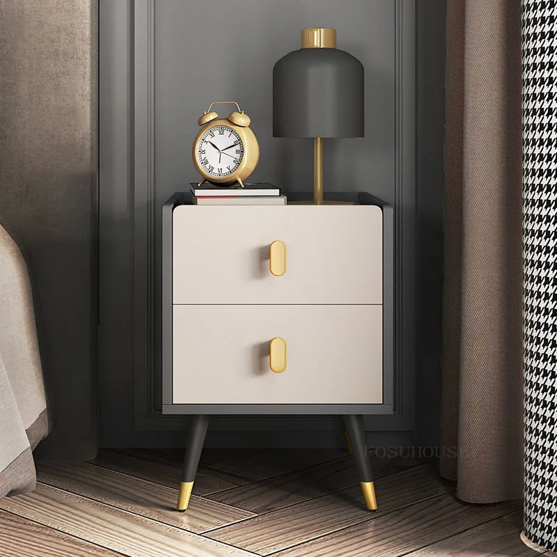 2 Sizes Nordic Slate Nightstand Minimalist Modern Bedroom Nightstand