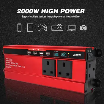 

2000W Car Inverter 12V 110V/220V Voltage transformer Modified Sine Wave Power Inverter DC12V to AC 220V Converter+2 LED Display