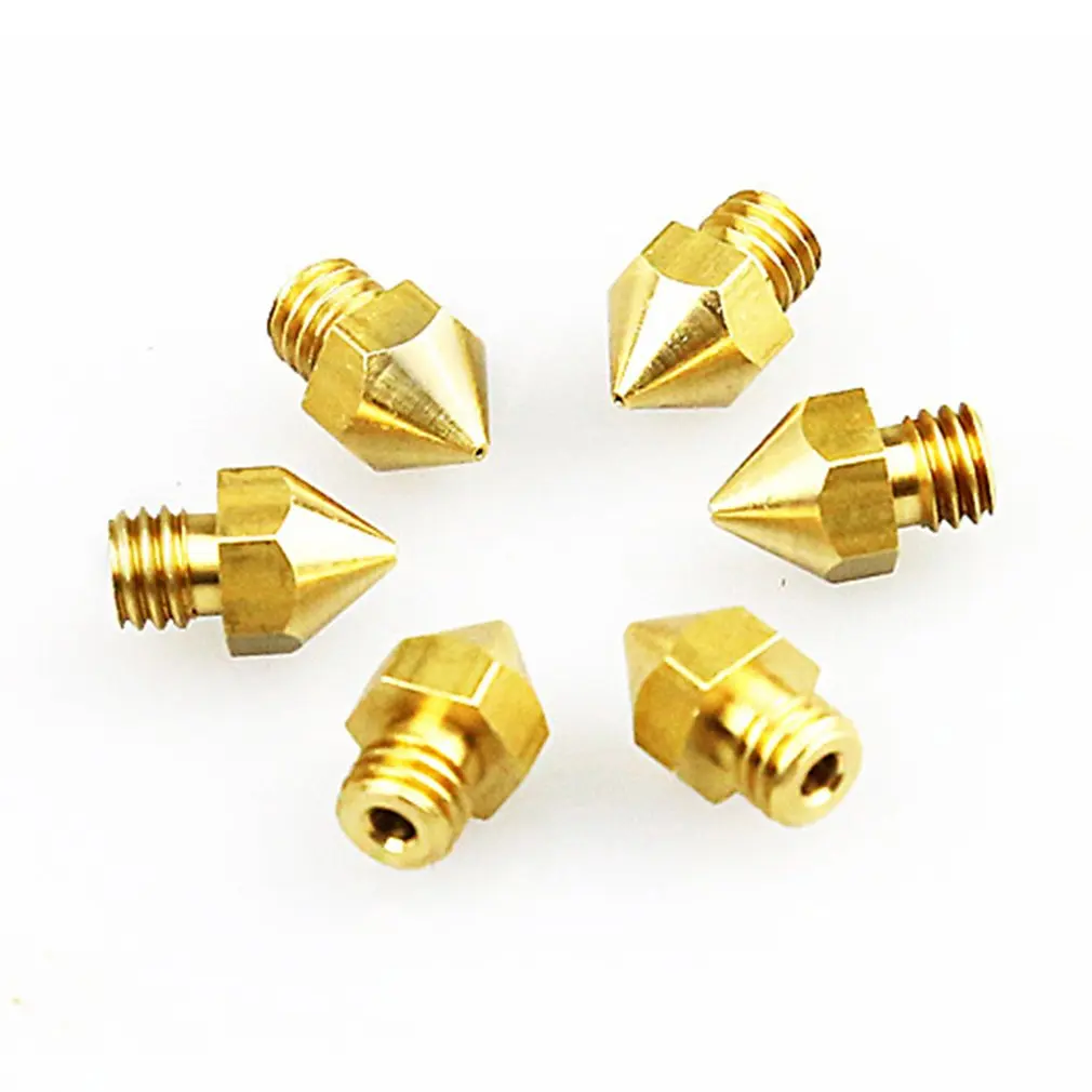 Anet 3d printer nozzles 1pcs 0.2/0.3/0.4/0.5mm mixed M6 extruder MK8 Copper Nozzle for a6 a8 e10 e12 reprap I3 3D accessories