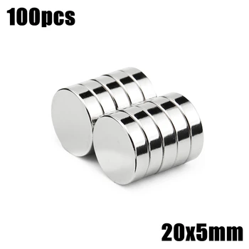 

100pcs 20x5mm Super Powerful Strong Bulk Small Round NdFeB Neodymium Disc Magnets Dia 20mm x 5mm N35 Rare Earth NdFeB Magnet