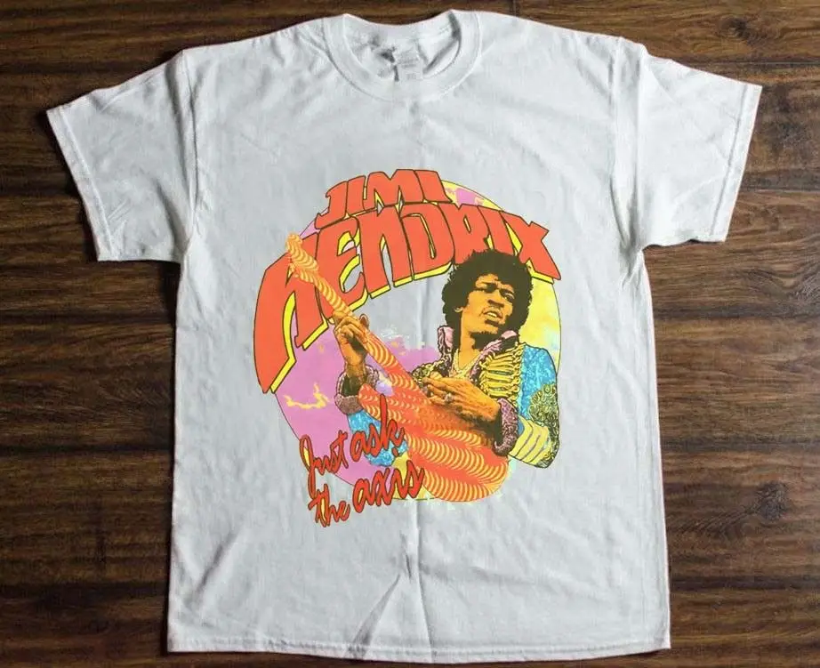 

1982 JIMI HENDRIX VINTAGE ROCK BAND CONCERT PROMO T SHIRT REPRINT Simple Short-Sleeved Cotton T-Shirt Tee