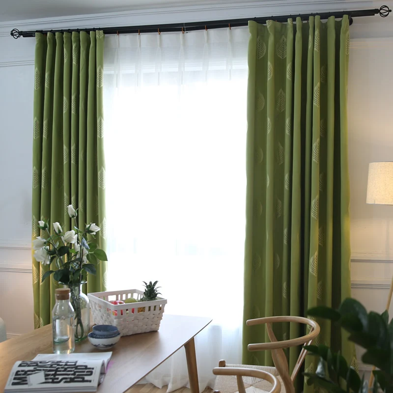 Бежевый скандинавские шторы с листьями для спальни простой пасторальный Сельский дом зеленые затемненные французские окна Cortinas S168 и 30