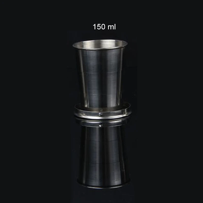 150ml Съемные 75 мл 150 мл 250 мл складные стаканы для путешествий на открытом воздухе из нержавеющей стали выдвижной брелок Складная чашка портативный - Цвет: 150ml