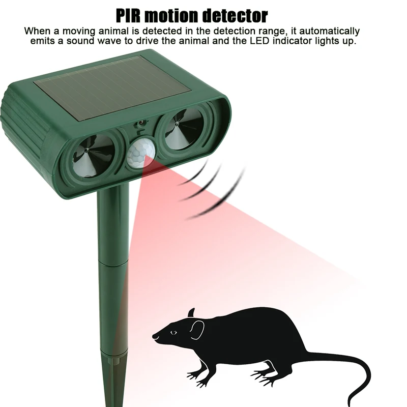Electronic Ultrasonic Cat Repeller RC-510 Outdoor Insect Animal Garden Dogs Solar Power Repeller 0.5W 0.12A Announciator Yard