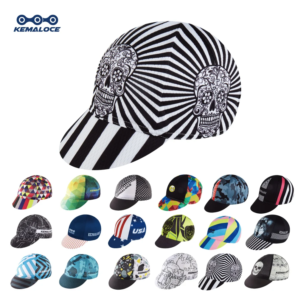 Cycling Caps KEMALOCE Coolmax Pro Team Breathable Summer Skull Cycling Cap Road Men Bicycle Cap 5 Panels MTB Retro Bike Hat