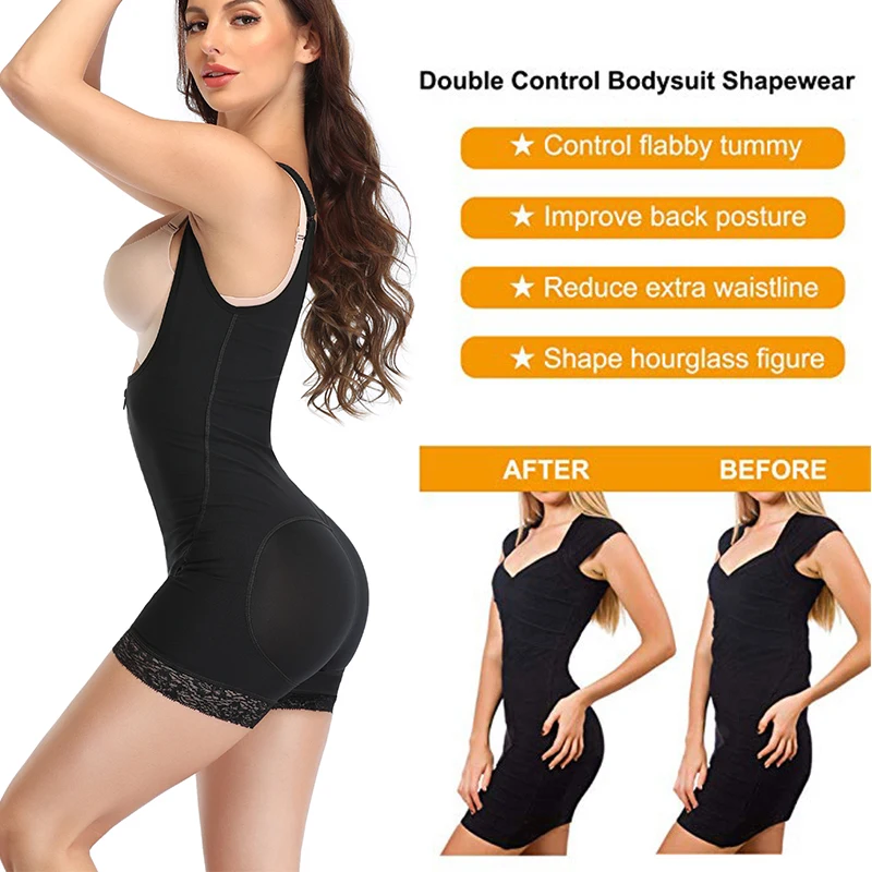 Shapewear for Women Tummy Control Fajas Colombianas Body Shaper for Women Zipper Open Bust Bodysuit Waist Trainer