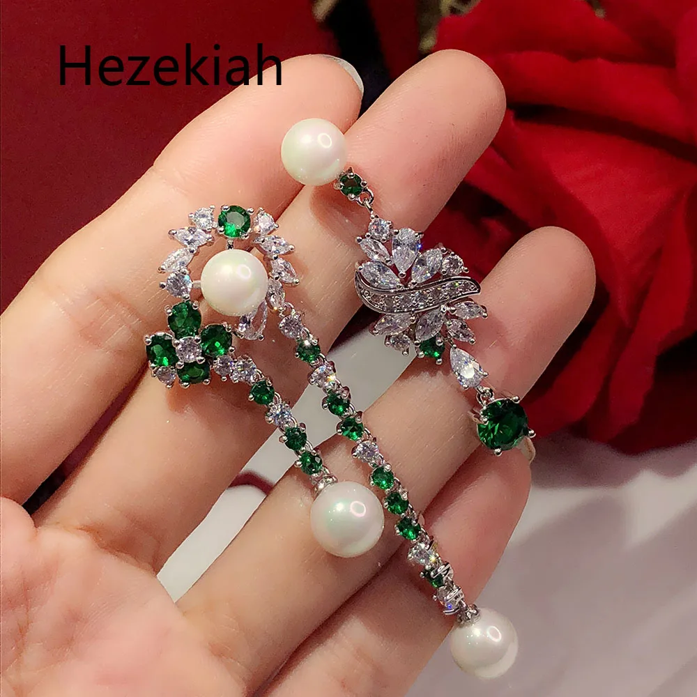 Hezekiah S925 серебряные серьги,, Индивидуальные Зеленые женские серьги для танцев, вечерние серьги высшего качества для женщин